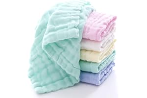 EEM FASHION Toallitas para bebé de muselina - Toallitas de algodón 100% naturales para bebés - Toalla suave para bebés recién nacidos y toallita de muselina para piel sensible (10 PCS)