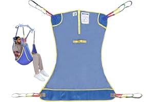 EZ ASSISTIVE Universal Full Body Hoist Sling for Patient Lift – Mesh Transfer Sling for Shower, Large Bariatric Hoist Sling for Elderly & Disabled, 500lbs Weight Capacity (M-Blue)
