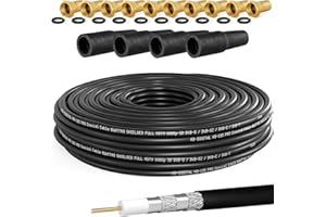 HB-DIGITAL 30 m kabel koncentryczny SAT HQ135 PRO w zestawie 4 x tulejki gumowe + 10 x wtyk F pozłacany gratis | kabel antenowy satelitarny 4-krotnie ekranowany | do DVB-S/S2 DVB-C/C2 DVB-T/T2 DAB+