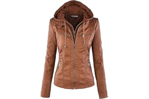 Newbestyle Women's Leather Jacket, Faux Leather Jacket with Zip (Regular EU Size)