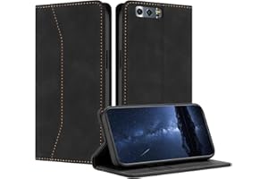 Mo-Beauty Case Compatible with Huawei Honor 9 - PU Leather Flip Wallet Foldable Shockproof Protective Case with Magnetic Card Slot Leather Case (Black)