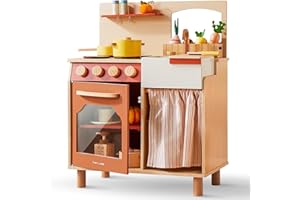 Tiny Land Cuisine Enfant, Cuisine pour Bambins avec kit d'aliments à découper, Kits de Cuisine en Bois pour Enfants, Kit de Jeu de Cuisine de Style Ferme, Cadeau pour Les 3+ Ans