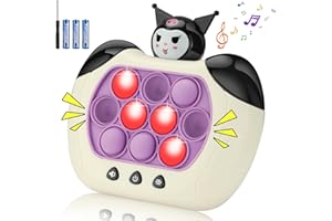 VOFOLEN Quick Push Pop It Game Fidget Toys Light Up Fast Push Bubble Toy with Music Handheld Puzzle Game Machine Squeeze Poppet Sensory Toys Birthday for Kids Boys Girls (Battery included)