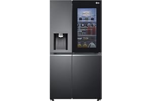 LG GSXV91MCAF, Klasse F, 635 L, Side-by-Side Kühlschrank mit InstaView, Total No-Frost mit Gefrierfach, Crushed Ice- Wasserspender mit UVnano, DoorCooling+, LINEARCooling, Wi-Fi ꟷ Matte Black