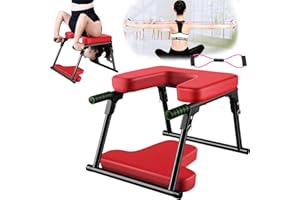 AISNY Yoga Taburete Plegable para Casa y Gimnasio, Cojín de Acero PU, Accesorios de Fitness con Banda Elástica, Capacidad Carga 200kg