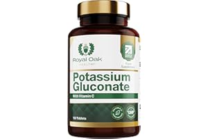 ROYAL OAK HEALTH Potassium Gluconate 99mg with 50mg Vitamin C Tablets, Potassium Supplements for Better Health (180 Tablets for 6 Months Supply) Vitamin C Supplement