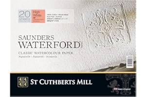 SAUNDERS WATER FORD SERIES St Cuthberts Mill Saunders Waterford Series Watercolour Paper 300g/m² Glued All Around 31 x 23 cm with 20 Sheets