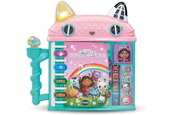 VTech - La Maison-Livre Éducative Gabby et La Maison Magique - Livre Interactif Enfant de 14 Pages Illustrées, Jeux Éducatifs - Jouet Gabby Chat - Cadeau Enfant de 3 Ans à 7 Ans - Contenu en Français