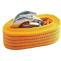 Pivalo Polyester 3 Tons Car Tow Rope Straps with Self-Locking Hooks, 3 m Long, Yellow
