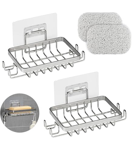 2 Portasapone Adesivi Per Doccia E Bagno - Con Scolo, Design Moderno E Facile Da Installare