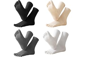 Fiohiros 4 pares de calcetines para mujer, calcetines de algodón con cinco dedos para correr, calcetines deportivos de alto rendimiento 2-7 35-40 para senderismo, ciclismo