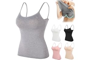 BIUBIULOVE Camiseta Sin Mangas Suneefay con Sujetador Integrado, Camisolas con Sujetador Integrado, Sujetador Sin Mangas Suneefay, Camiseta Sexy para Mujer, Correa De Espagueti Ajustable