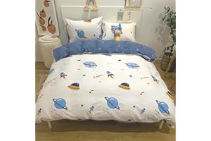 KEAYOO Bettwäsche Kinder 100x135 Jungen Mädchen Rakete Motiv mit Sternen 100% Baumwolle kinderbettwäsche + 40x60 Kissenbuzug