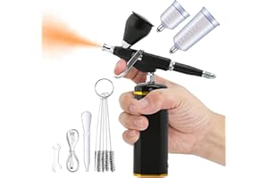 Ailao Kit Aérographe Rechargeable, Kit Mini Aérographe Compresseur Aérographe sans Fil Rechargeable Pistolet pour la Peinture de Modèles, Le Maquillage, Le Barbier, Tatouage