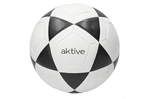 AKTIVE Balón de fútbol PVC, 360-380 Gramos, D20 cm, Talla 4, Color Blanco y Negro, Resistente y Duradero, Óptimo para Entrenamiento al Aire Libre, Deportes, Pelota, Balones Futbol (54203)