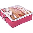 Kuber Industries Blanket Cover | Non-Woven Blanket Cover | Zipper Storage Bag for Blanket Organizer with Top Transparent Window | Extra Large | Extra Large | Pink, 53 Cm, 22 Cm
