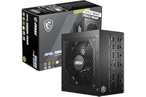 MSI MAG A850GL PCIE5 Power Supply Unit, 850W, 80 Plus Gold, Fully Modular, ATX 3.0, PCIe 5.0 GPU Support, Black Flat Cables, 7 Year Warranty