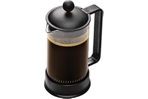 Bodum French Press Brazil - 350ml / 3 Tasses Cafetière à Piston - Verre Résistant & Filtre Acier Inox - Sans BPA Lavable au Lave-Vaisselle - Cafetière Classique - Fabriquée au Portugal