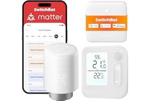 SwitchBot Combo Thermostat de radiateur connecté Panneau Matter – contrôle Via appli & minuteur, Installation Facile, économie d'énergie, Compatible Apple Home