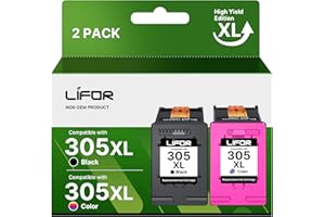 LIFOR 305XL Ink Cartridges Replacement for HP 305 Ink Cartridges Black and Colour 305 XL for HP DeskJet 2800e 2810e 2700 2710e 2720e Plus 4100 4120e Envy 6000 6020e 6032e Pro 6400 Packing May Vary