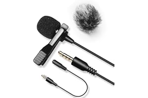Nicama LVM3 Lavalier Mikrofon mit Windschutzscheibe, Kondensator Freisprech Ansteck Revers Mikrofon für Smartphone Canon Nikon Sony Kamera DSLR Camcorder PC YouTube Podcast