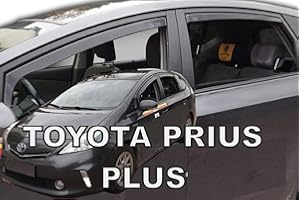 J&J AUTOMOTIVE | Windabweiser Passend Für Prius Plus Fließheck ab 2011, Heko Regenabweiser, Getönt, Set 4-Teilig, Vorne, Hinten, Aerodynamisch