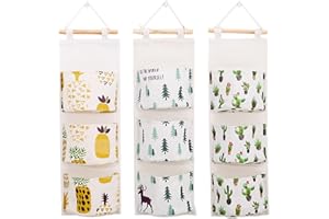 BOBISHE Borsa Portaoggetti da Parete con 3 Tasches, 3PCS Portaoggetti da Appendere Impermeabile Borsa da Appendere Pieghevole Appesa Borsa Organizzatore Tasche Bambini per Camera da Letto, Ufficio, Bagno
