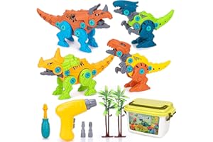 NaXew Dinosaur Toys, Take Apart Dinosaur Toys for Kids, Educational Construction Building Sets with Electric Drill Storage Box - Birthday Gifts for Toddlers Boys Girls Age 3 4 5 6 7 8 Year Old