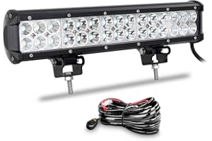Willpower Barra LED 38cm 90W Barra Luce a Led 12V 24V Combinazione di Fascio Spot e Inondazione IP67 Impermeabile Fari LED Luci da Lavoro per Fuoristrada Trattore Auto Veicoli 4x4 Atv UtV 4WD…