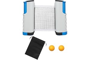 Smloplom Set di racchette da ping pong regolabile, rete da ping pong per ogni tavolo, ideale per sport e tempo libero, bianco