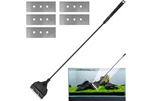 MEKEET 6PCS Aquarium Algae Scraper Lightweight Algae Scraper Fish Tank Detachable and Adjustable Algae Cleaner Tool with 5 Replaceable Blades for Glass Fish Tank Aquarium Gravel Cleaning Scraper