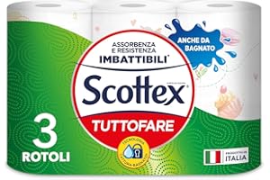 Scottex Tutto Fare, Carta Da Cucina, Morbida e Resistente, Ultra assorbente, Con Carta certificata FSC, 3 Rotoli