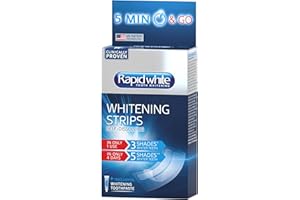RAPIDWHITE Rapid White 5 Minute Teeth Whitening Strips | 5 Shades Whiter in 4 Days | Strips Dissolve in 5 Minutes | Fast Acting & Easy to Use | Inspired by Dentists | Mint Flavour | Clinically Proven | 16 Strips