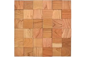 wodewa Paneles de Madera Autoadhesivo para Pared Cerezo 30 x 30cm Mosaico Revestimiento de Paredes 3D Panel Decorativo Madera Interior Sala de Estar Cocina Dormitorio Mural