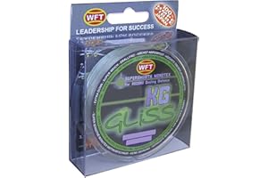 WFT Gliss KG Monotex Line 150m - Geflochtene Angelschnur, Grüne, Gelbe, Pink oder Transparente Farben, 150m Lauflänge