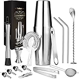 Set Cocktail 15 Pezzi, Shaker in Acciaio Inox, Strumenti Bar, 750 Ml, Barman Professionale, per Casa E Party