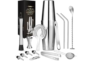 YORKAAN Cocktail Shaker Set, 750ML Bar Tool Set, 15-Teiliges Edelstahl Shaker Bar Zubehör, Professionelles Cocktail Mixing Set, Barware Set für Zuhause oder die Bar.
