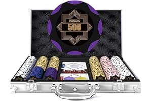 HEITOK 300pcs Clay Poker Chip Set with Numbered Denominations, 14g Professional Casino Chips, Aluminium Carry Case, Full Accessories – Perfect for Texas Hold’em, Family Game Night, Parties