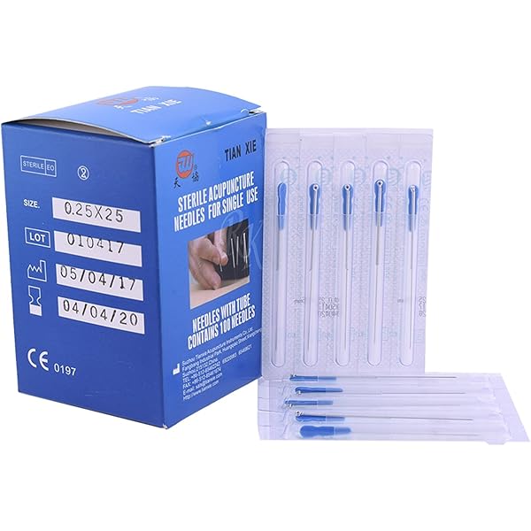 Sterile Acupuncture Needles with Guide Tube, 0.25 x 25mm, 100-Pack