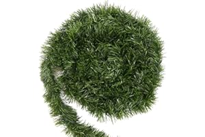 VEYLIN Green Christmas Tinsel Garland Decoration, 50 Feet/15.5 Meters Artificial Xmas Garland Stem for Holiday Outdoor Indoor Supplies