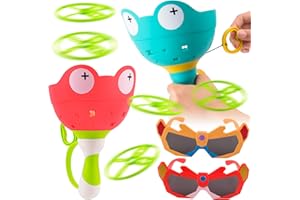 WuGU Bambini Giocattolo All'aperto per 4 5 6 7 8 Anni, Giocattolo da Giardino per Bambini da 4 - 8 Anni, Giocattolo Lanciatore di Dischi Volanti Con Occhiali da Sole, Elica Giocattolo per Bambini