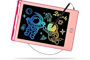 Kinayue Tableta Escritura Niños LCD 8,5 Pulgadas, Tablet Dibujo Niños Reutilizable, Juguete de Viaje de Aprendizaje Educativo, Regalo de Cumpleaños de Navidad de 3 a 10 años Rosa