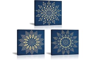 Piy Painting Wall Art Modern 3pcs Stretched Picture Geometry Pattern Print on Canvas Framed Artwork Painting Ready Hanging Abstract Wall Decorations Paintings for Bedroom Office Bathroom 12X12 IN