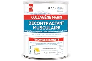 GRANIONS - Collagene Marin Poudre - DÉCONTRACTANT ​MUSCULAIRE - Collagene et Acide Hyaluronique + Magnesium + Vitamine C - Articulations, Tendons, Ligaments, muscle - Pot de 300 g​ de Collagene Marin