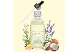 ANGOZO Veganic Hair Oil,100% Natural Hair Growth Oil,With Caffeine,Biotin,Coconut Oil,Argan Oil, Rosemary Oil,and Castor Oil for Hair Growth,Thickening Hair Mask & Hair Loss Treatment,60ml