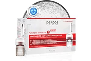 Vichy Dercos Aminexil, Trattamento Intensivo Anticaduta per Donna, Capelli più Forti e Resistenti, Con Arginina+, Aminexil, SP94, Vitamina PP Vitamina B6, 42 x 6 ml