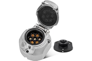 ‎RED WOLF RED WOLF 7 Polig Metall Anhänger Steckdose, 7 Poliger Anhängersteckdose Wasserdicht mit Gummidichtung, Aluminium-Guss Gehäuse, für Pkw Anhänger 7-Pol Pin Anhängerkupplung Nach ISO 1724