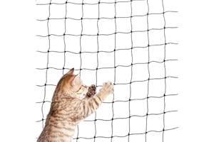 QWORK® Filet de Protection Chat renforcé de Fil d'acier, avec kit de Fixation, 3x6m, Noir pour balcons, Portes extérieures et fenêtres