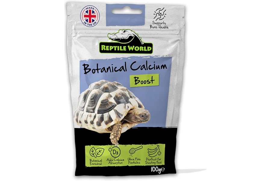 Reptile World Tortoise Calcium Powder 100g, Calcium with Botanical Herbs & Bee Pollen