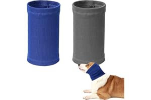 SUXGUMOE Dog Snood for Dog Neck and Ears Warmer, 2 Pcs Dog Ear Muffs Noise Protection Pet Cats Dog Ear Covers Ear Protector Dog Hoodie for Anxiety Fireworks Bathing Grooming (Blue+Grey) (Medium(30-51cm))